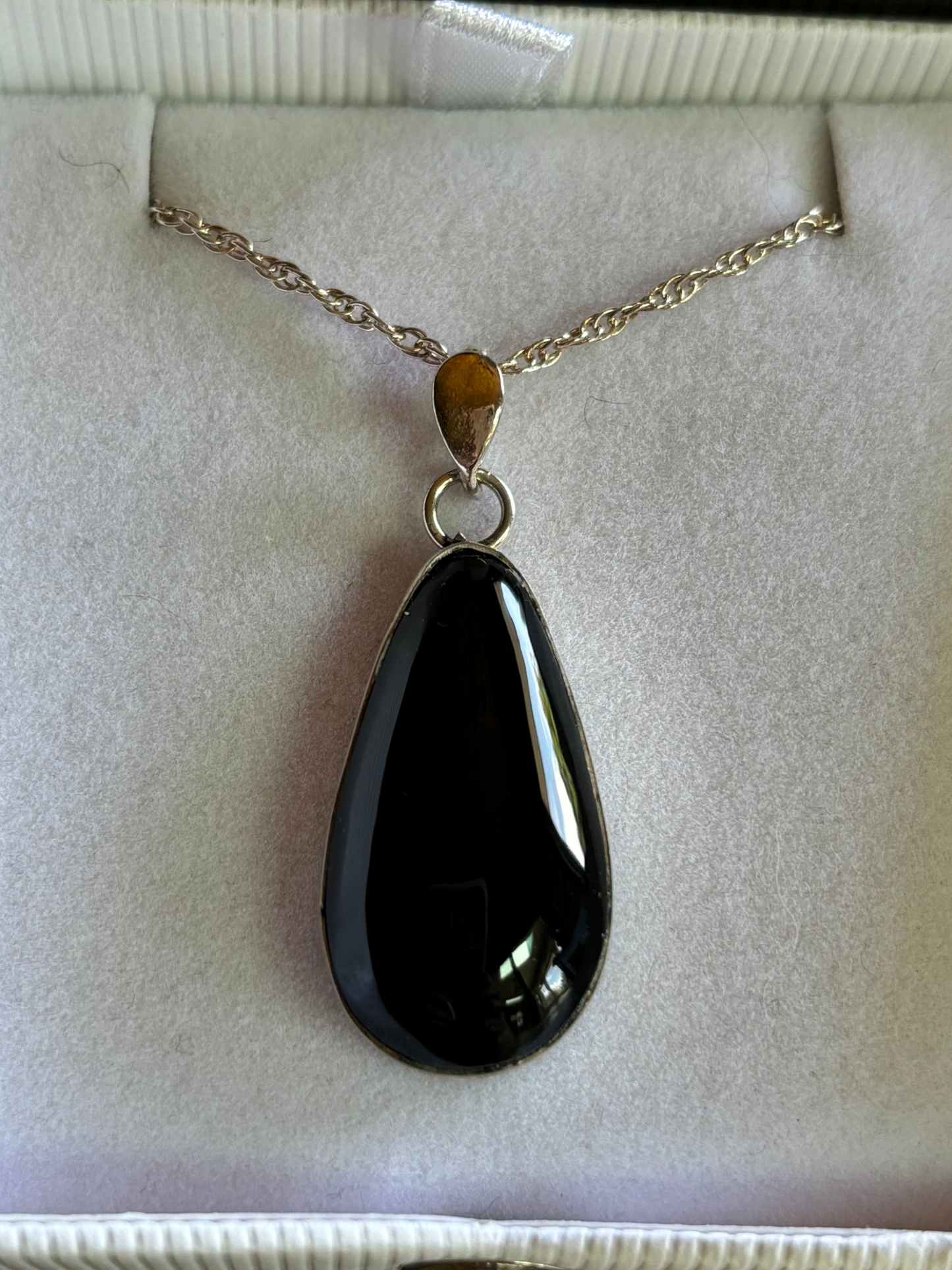 Mexican Black Obsidian and Sterling Necklace