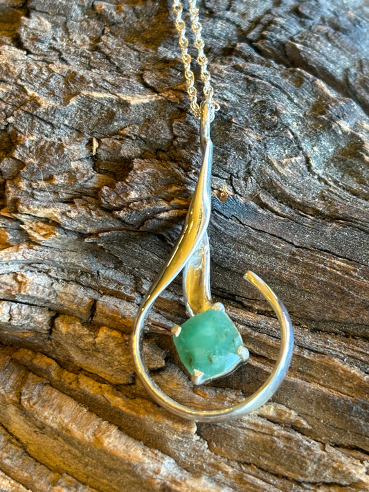 Natural Ethiopian Emerald and Sterling Necklace