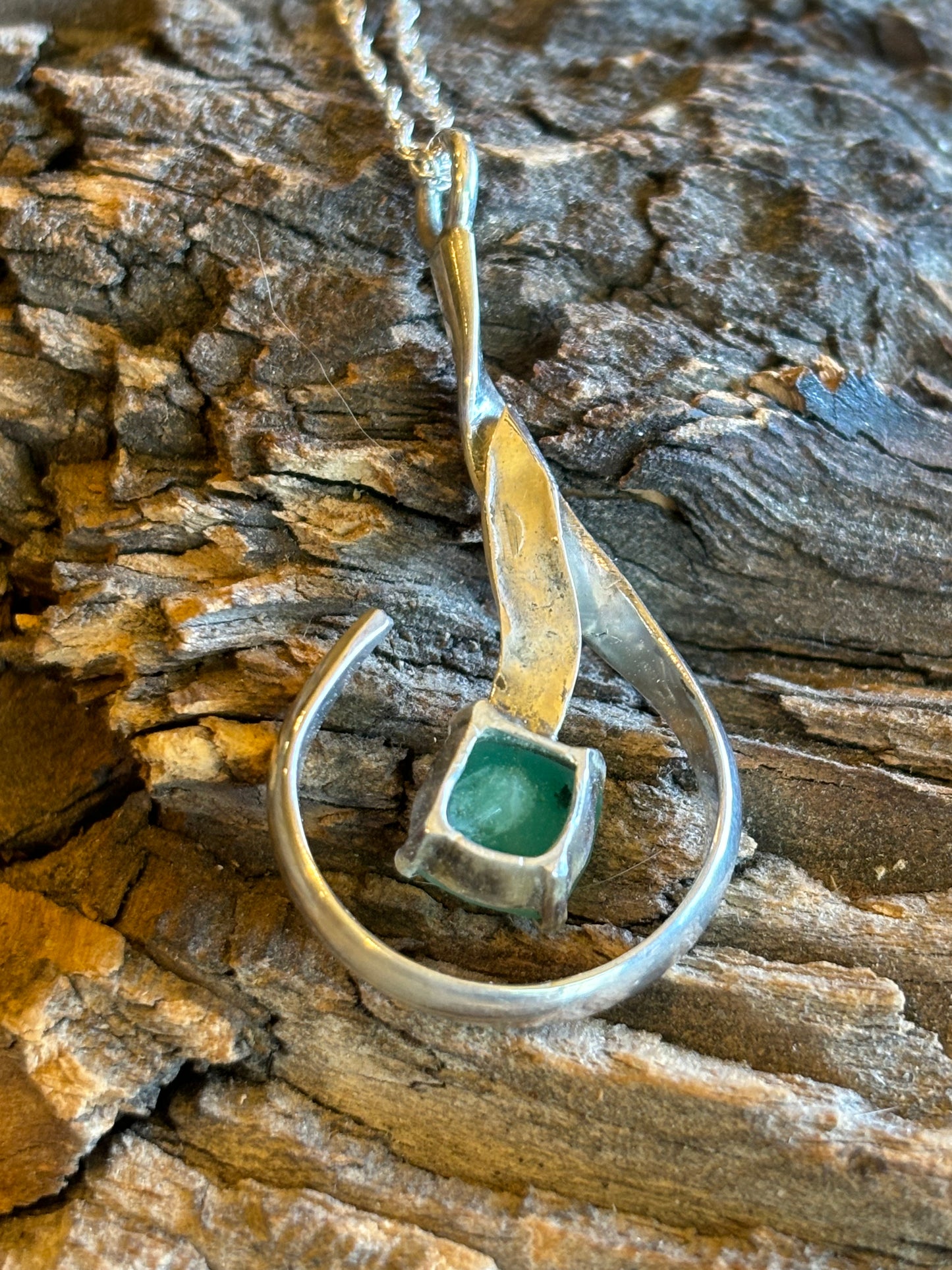 Natural Ethiopian Emerald and Sterling Necklace