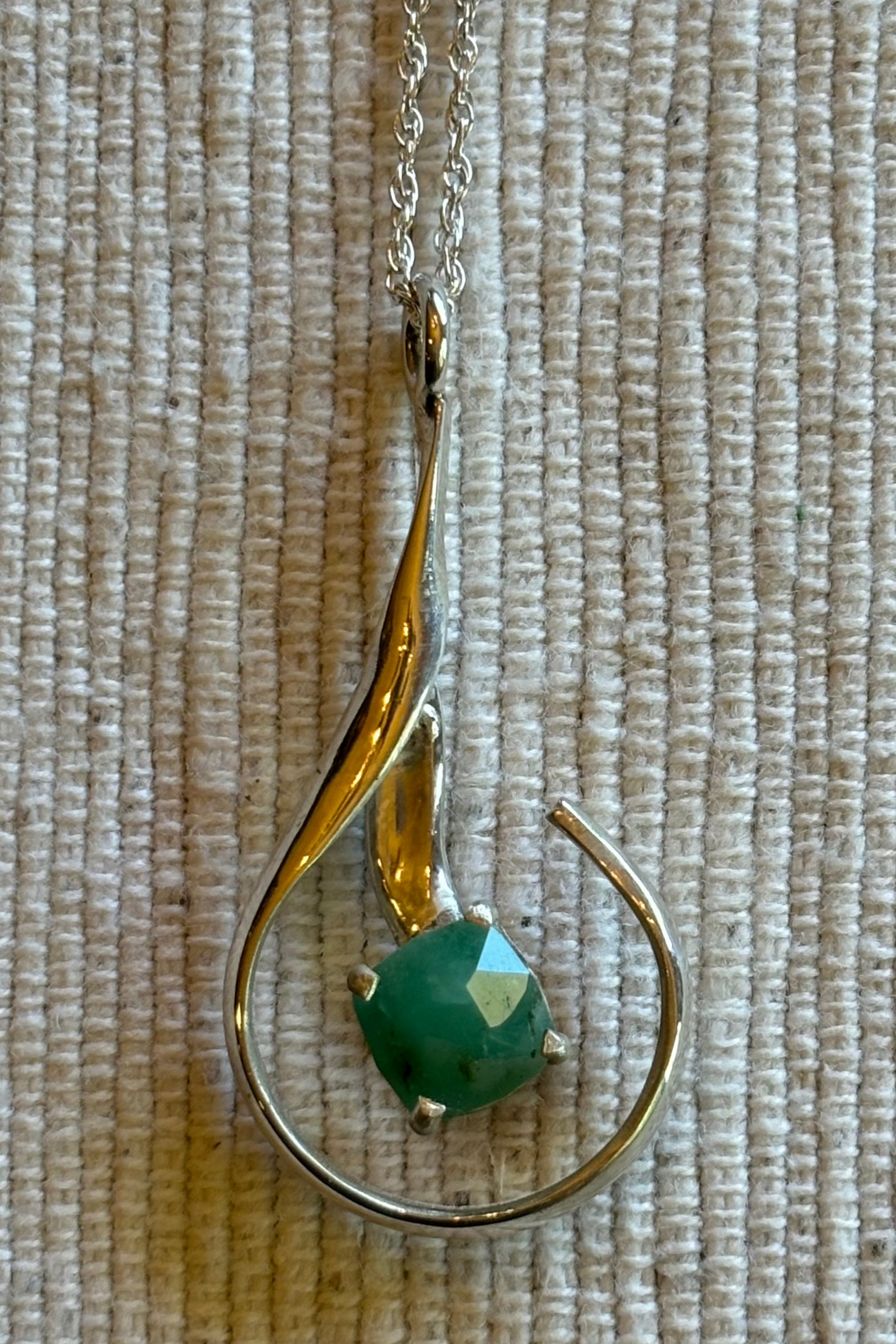 Natural Ethiopian Emerald and Sterling Necklace