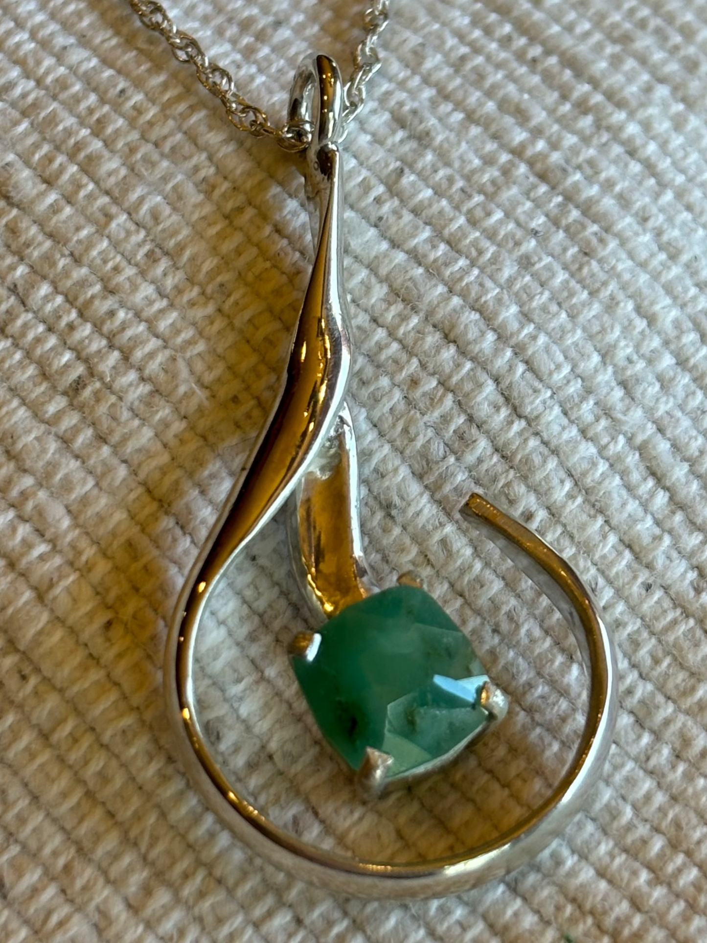 Natural Ethiopian Emerald and Sterling Necklace