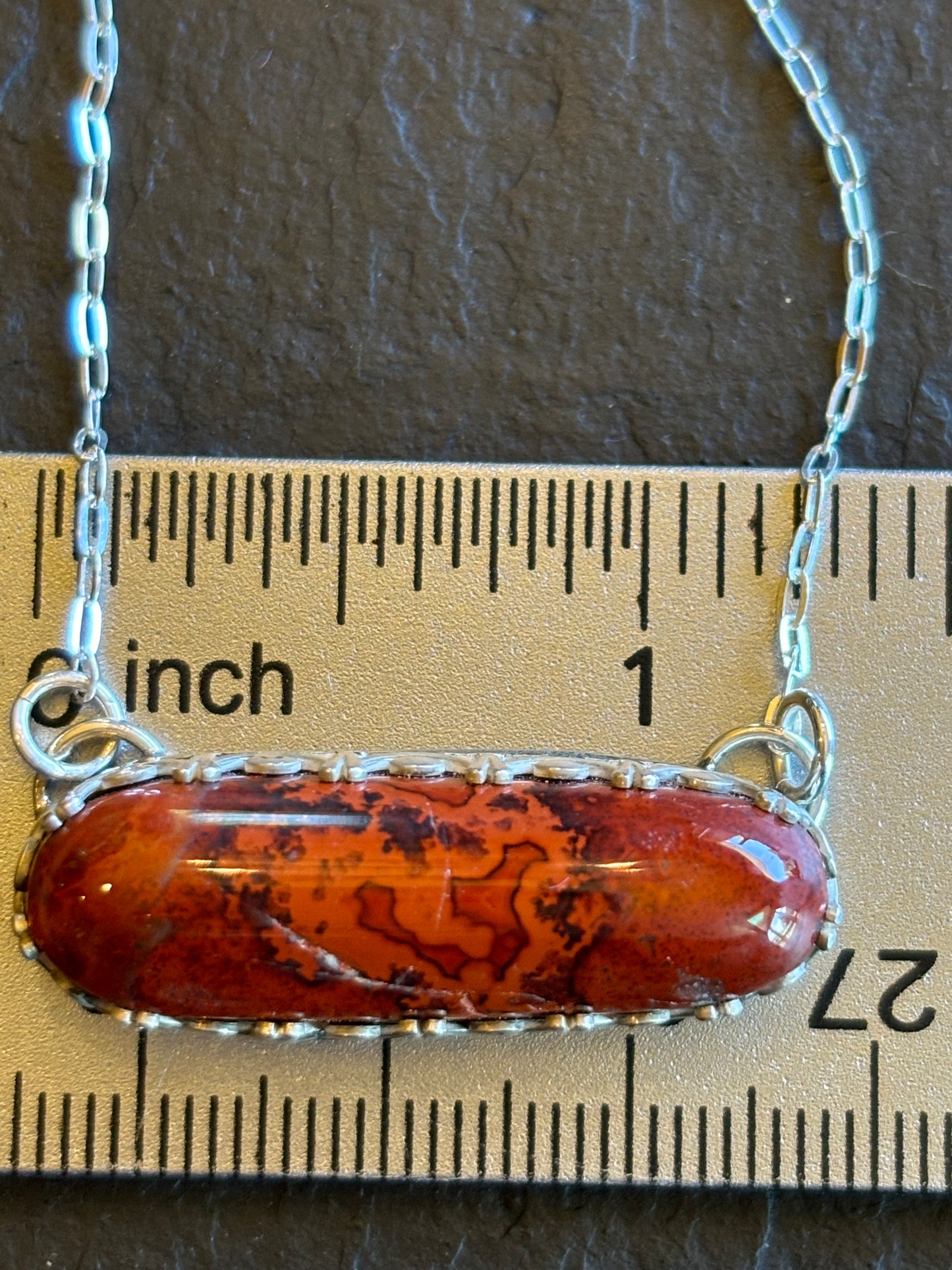 Cinnabar Jasper and Sterling Necklace