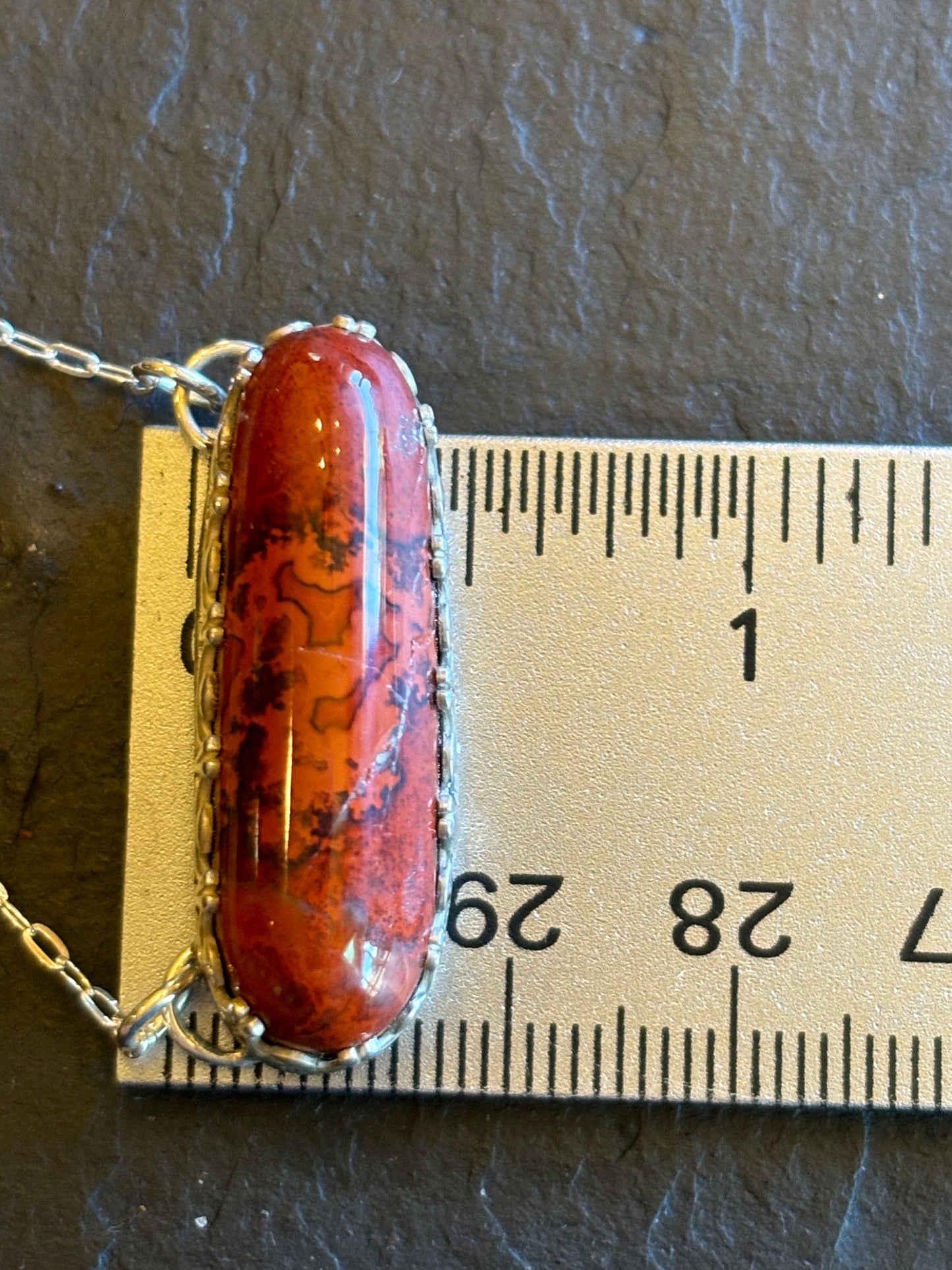 Cinnabar Jasper and Sterling Necklace