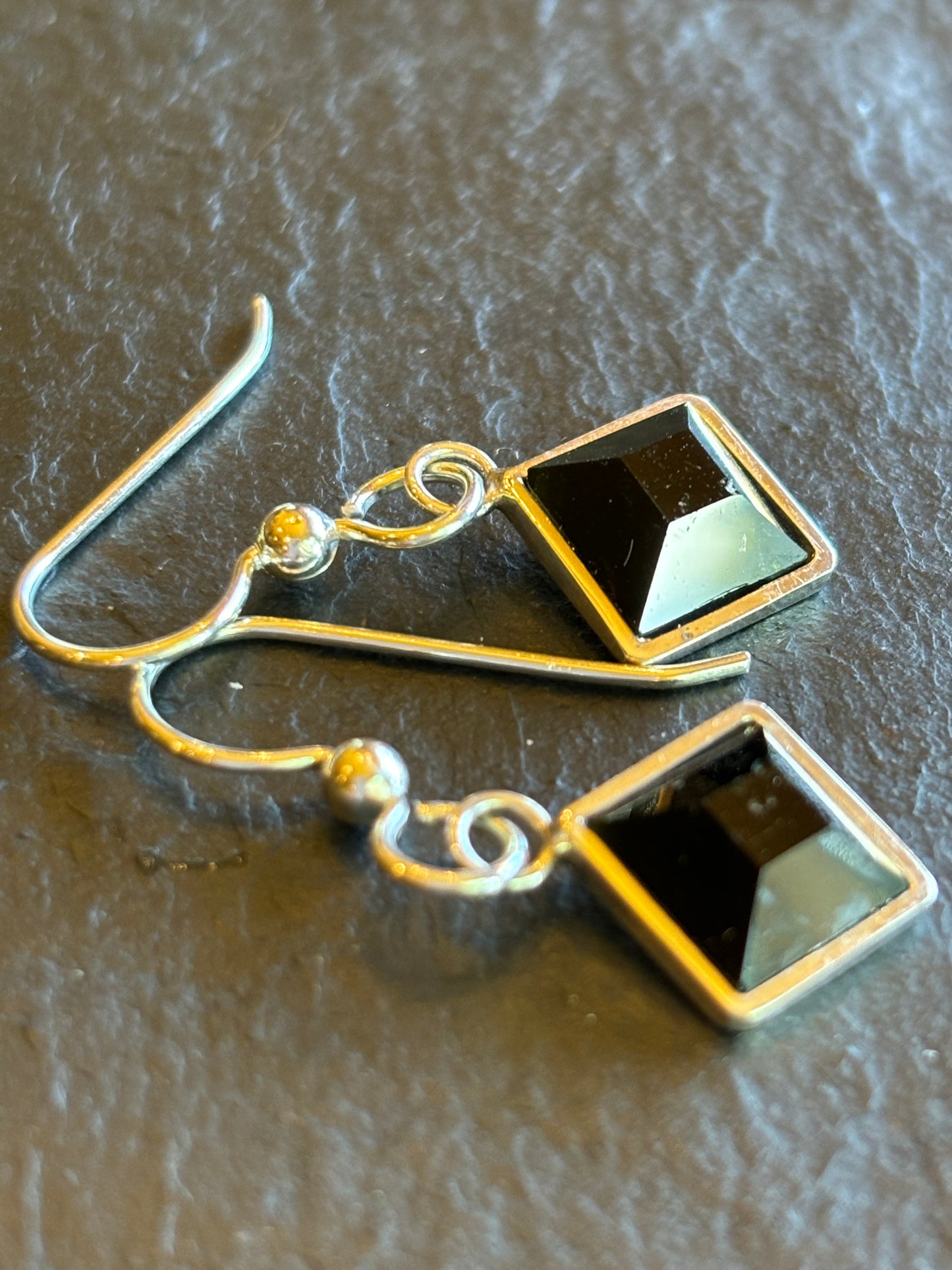 Brazil Black Faceted Tourmaline Earrings