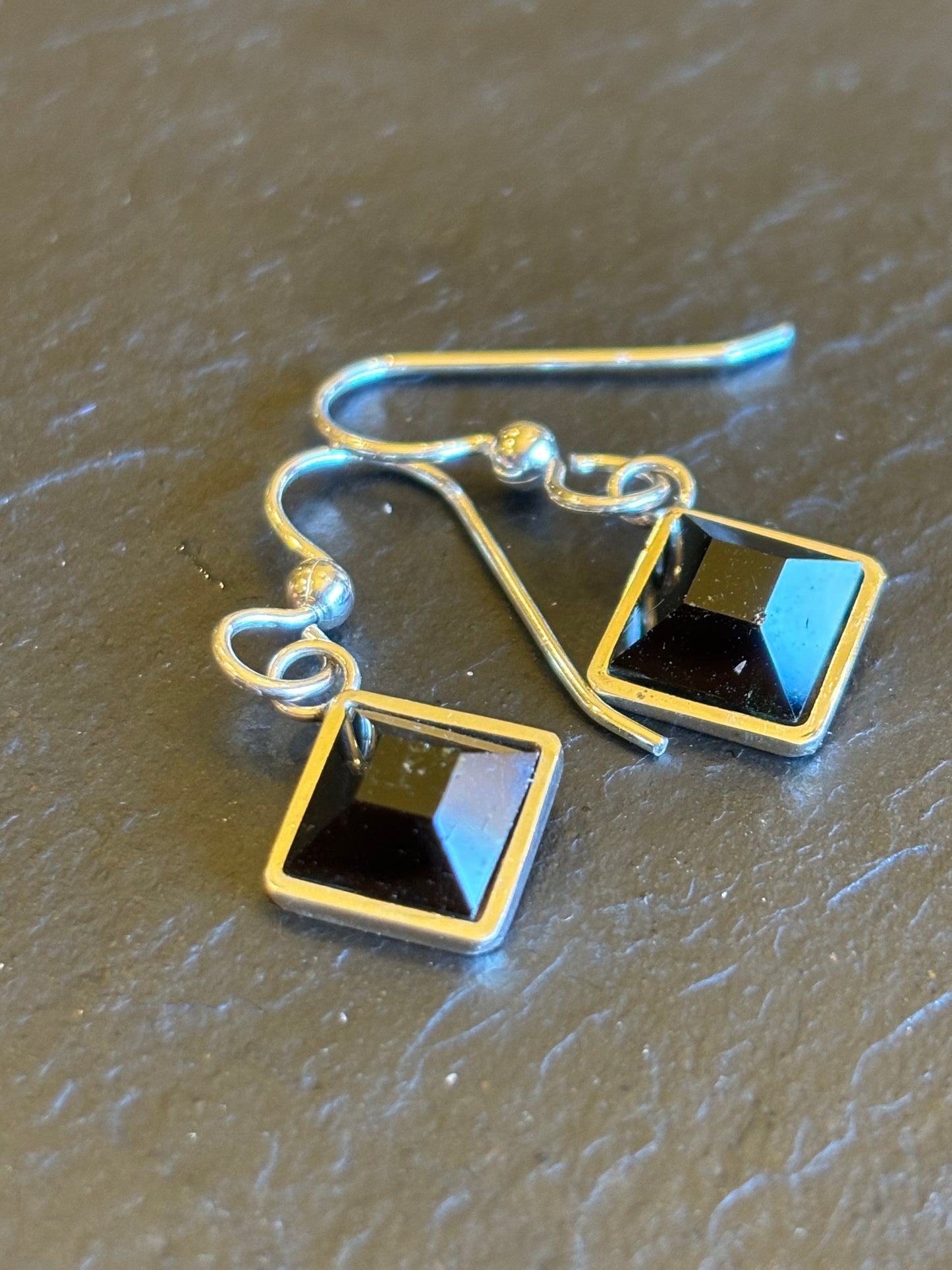 Brazil Black Faceted Tourmaline Earrings