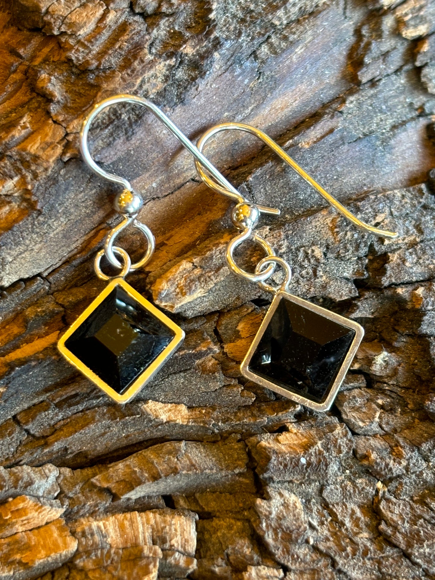 Brazil Black Faceted Tourmaline Earrings