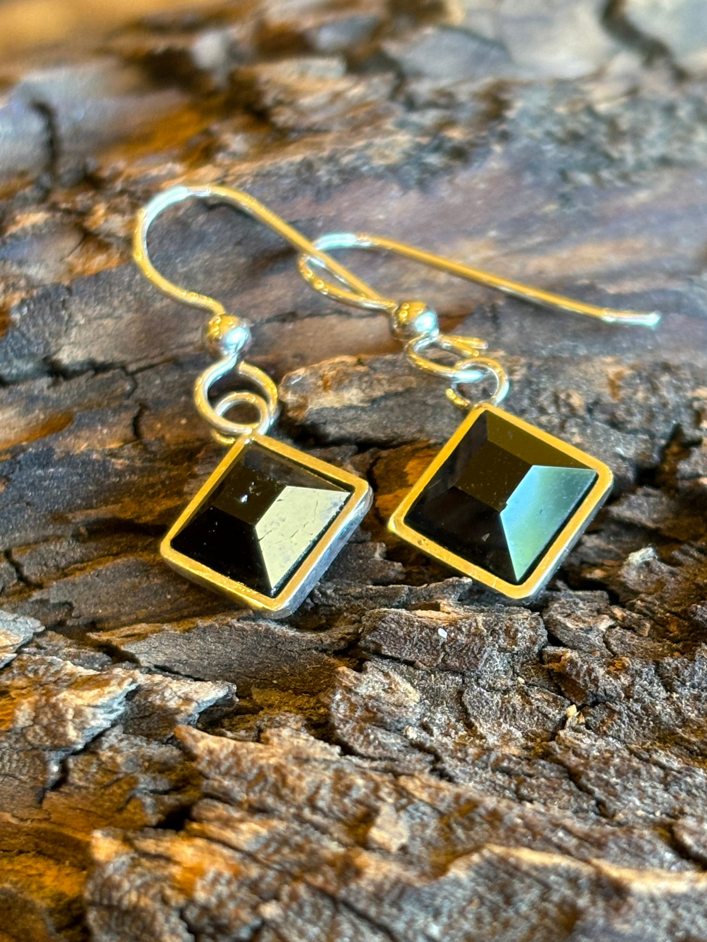 Brazil Black Faceted Tourmaline Earrings