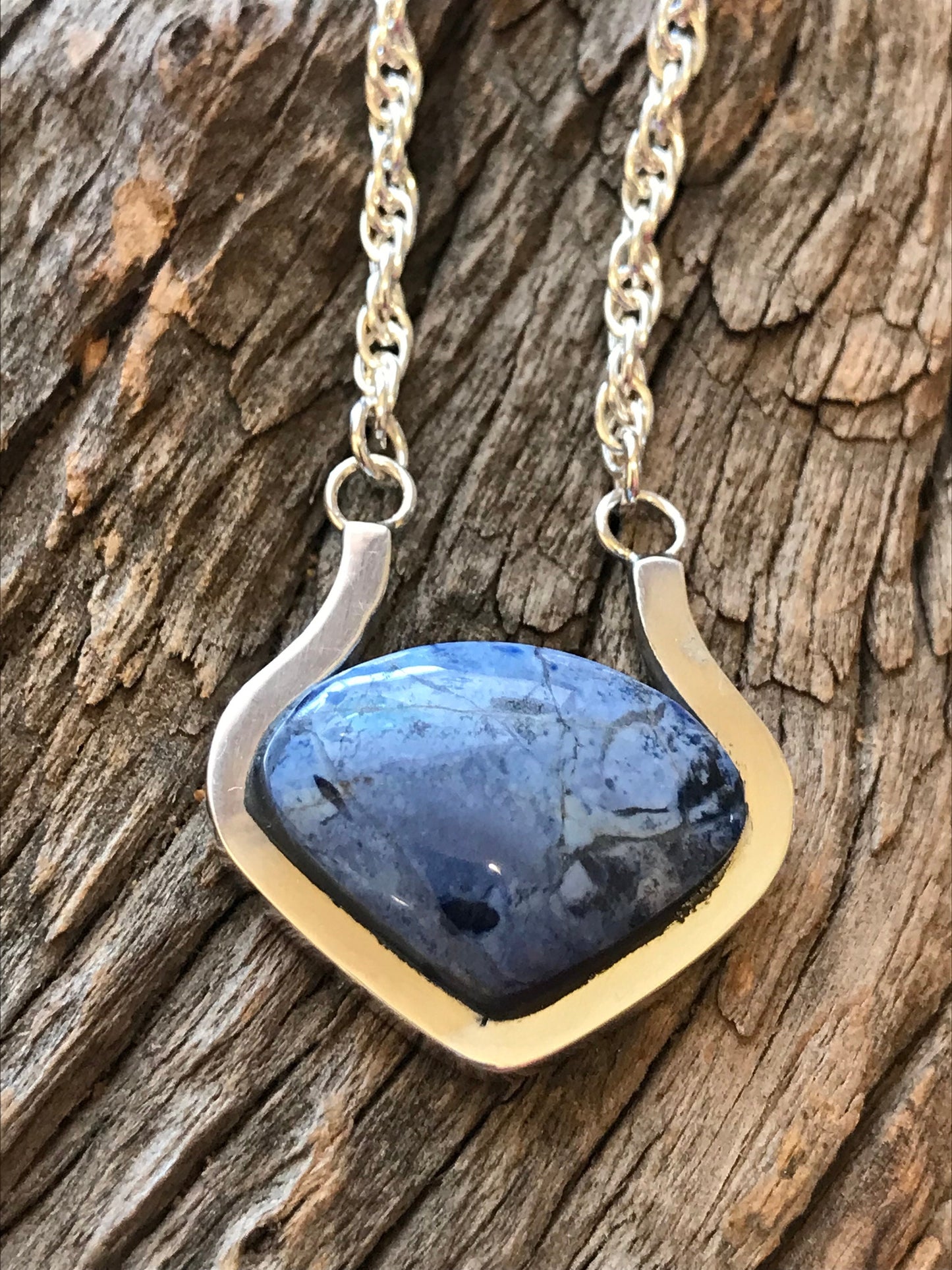 South African Dumortierite and Sterling Necklace