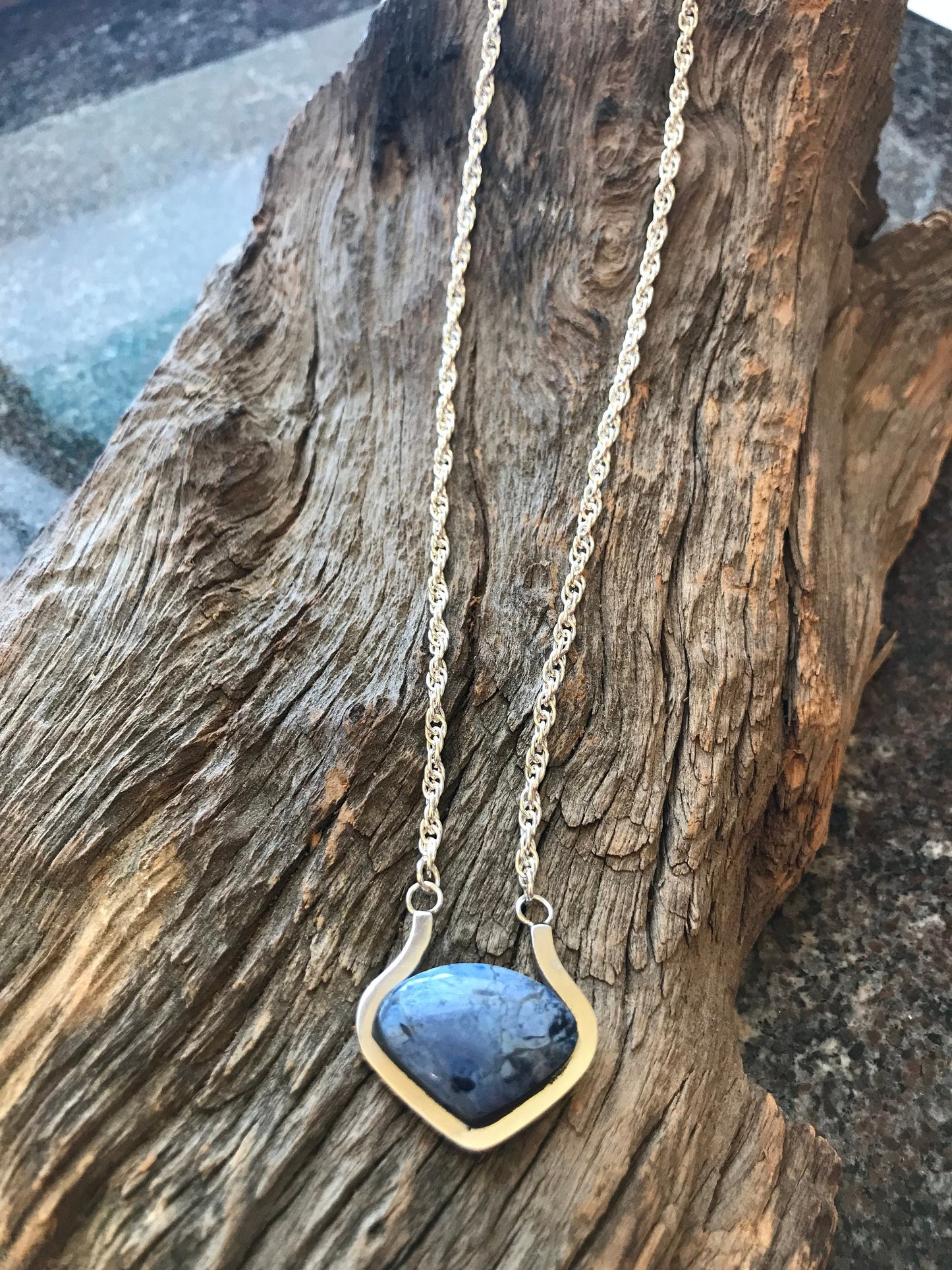 South African Dumortierite and Sterling Necklace