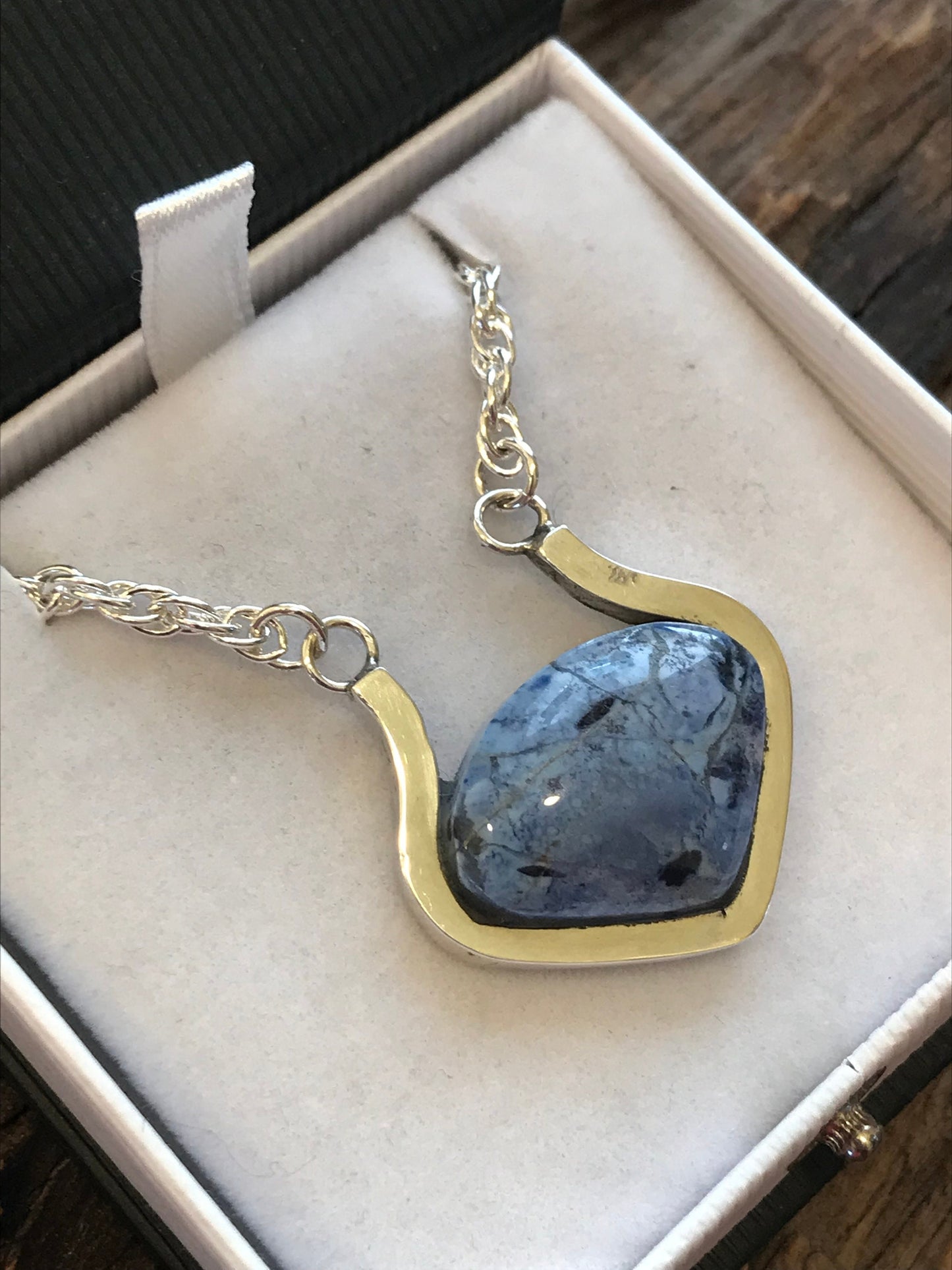 South African Dumortierite and Sterling Necklace