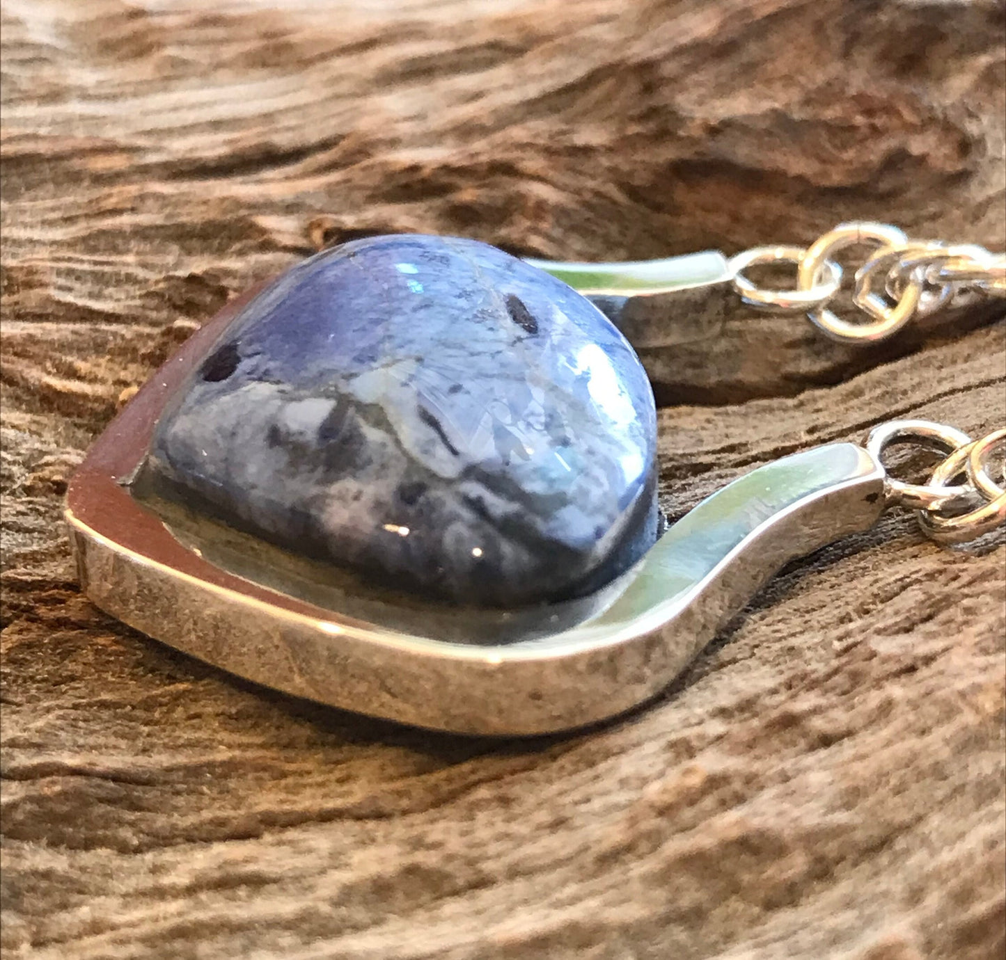 South African Dumortierite and Sterling Necklace